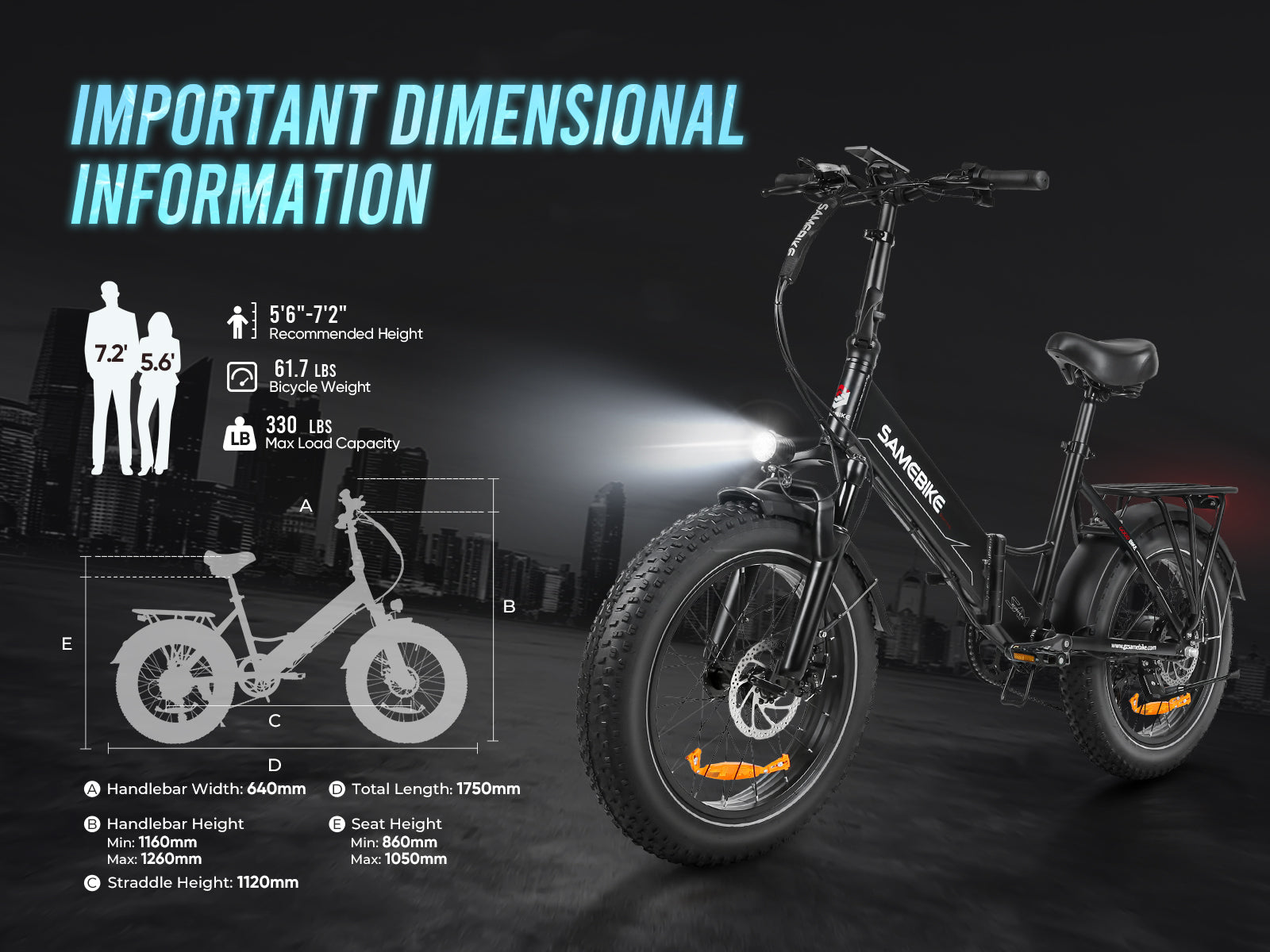 LOTDM200-II 750W Step-through Folding Bike